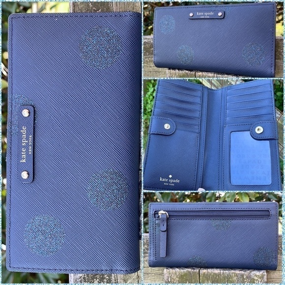 Kate Spade ♠️ Navy Blue Dot 🔵 Tote Bag Wallet Set - Picture 4 of 7